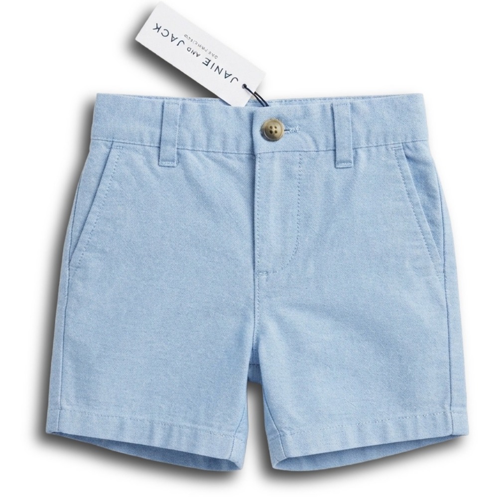 Janie and Jack Boys Light Blue Oxford Shorts Size 6-12 Months NWT